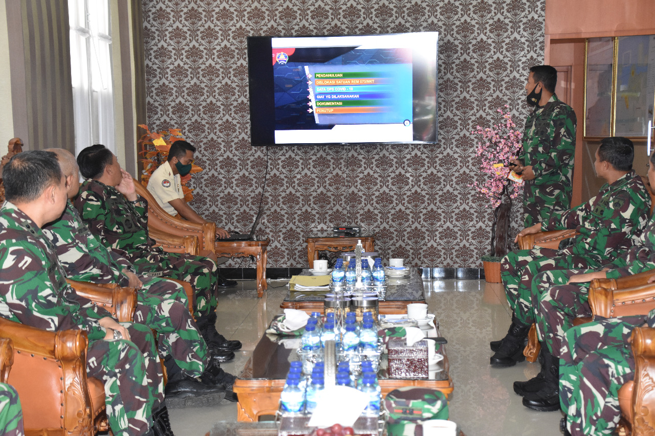 Korem 073/MKT Terima Kunjungan Tim Pemantauan Dan Evaluasi Covid-19 Dari Itjen TNI